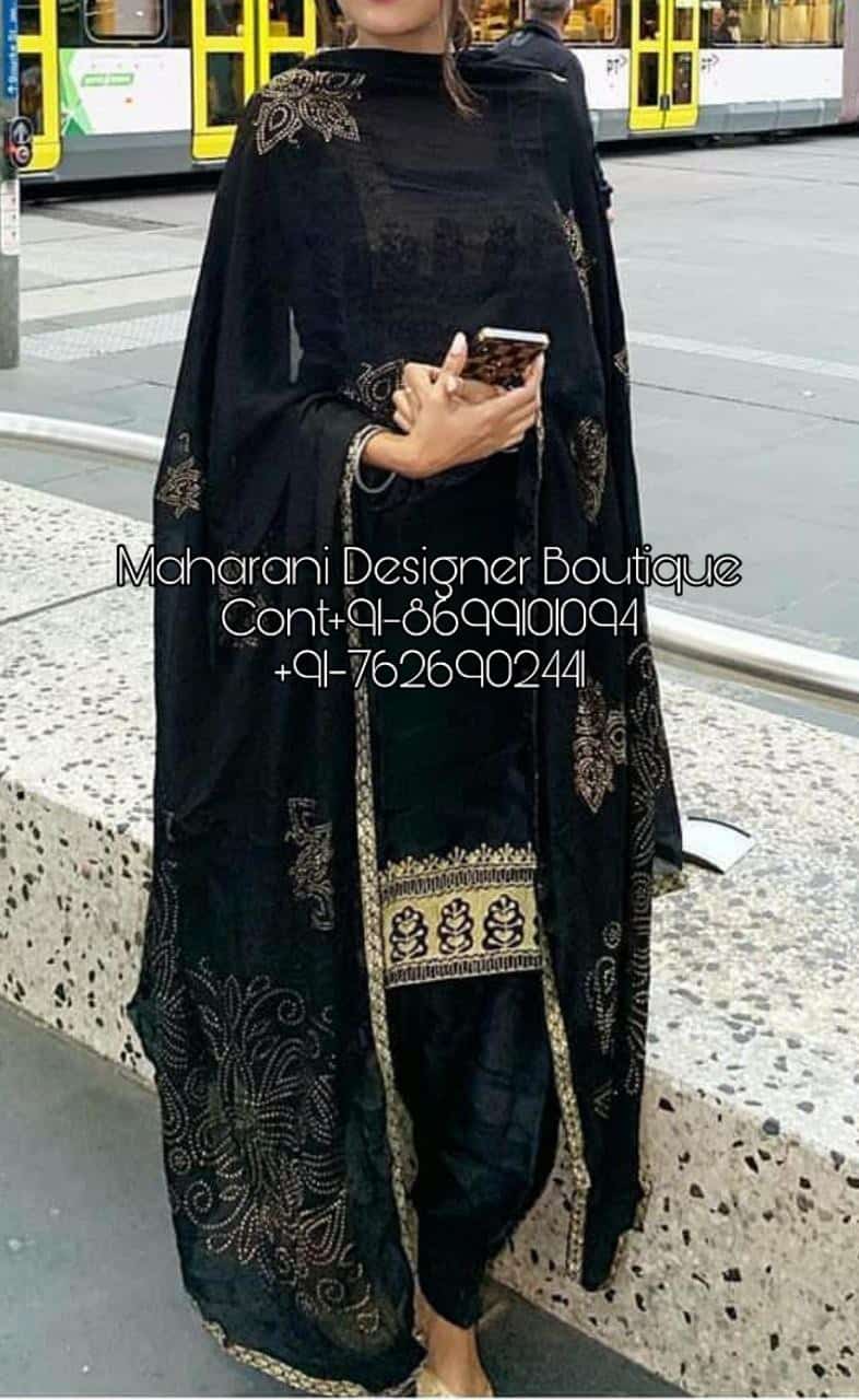 Black Embroidered Punjabi Suit, Dupatta Length : 2.20 Mtr at Best Price in  Surat