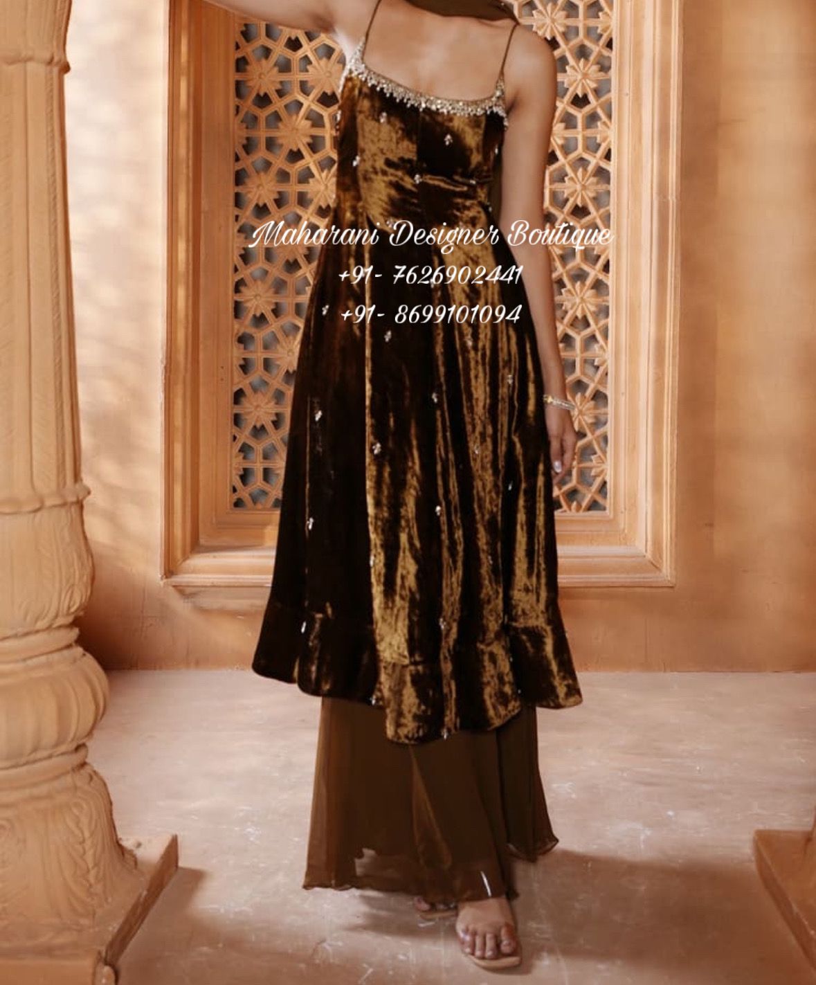 chinese dress ladies Black velvet dress fully embroidered with an overskirt‭‬ main image 0