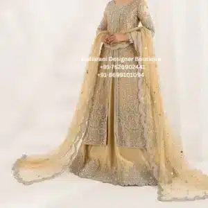 Royal Champagne Hand Embroidered Palazzo Suit Set Experience the perfect blend of elegance, tradition, and luxury with the Royal Champagne Hand Embroidered Palazzo Suit Set. Moreover, this exquisite boutique outfit is crafted for women who value premium craftsmanship and timeless ethnic fashion. Featuring a beautifully embroidered straight-cut kurta, coordinated palazzo pants, and an elegant embellished dupatta, this ensemble is ideal for weddings, receptions, festive celebrations, and grand family occasions. The graceful champagne gold colour creates a sophisticated appearance that radiates elegance. Furthermore, the intricate embroidery throughout the outfit showcases the artistry of skilled craftsmen, making every detail a celebration of heritage and luxury. As a result, this designer palazzo suit becomes a statement piece that blends traditional craftsmanship with contemporary style. Whether you're celebrating a wedding in London, attending a reception in Toronto, or dressing for an engagement party in New York, this luxurious outfit ensures you look graceful from every angle. Premium Hand Embroidery The defining feature of this designer palazzo suit is its exceptional handcrafted embroidery. Additionally, every intricate motif is carefully created by experienced artisans, giving the outfit a rich and luxurious finish. In addition, the embroidery extends across the neckline, front panel, sleeves, hemline, palazzo border, and dupatta, creating a beautifully coordinated look. Therefore, each element complements the next, resulting in a premium boutique ensemble. Elegant Straight-Cut Kurta The straight-cut kurta combines classic elegance with modern tailoring. Features include: Premium hand embroidery Elegant round neckline Full-length embroidered sleeves Straight-cut silhouette Comfortable fit Fine boutique stitching Luxurious finishing Furthermore, the flattering design suits a wide range of body types and provides comfort for extended celebrations. Designer Palazzo Bottom The matching palazzo is tailored for elegance and ease of movement. Features include: Wide-leg silhouette Comfortable waistband Premium fabric Embroidered hemline Lightweight feel As a result, you can enjoy weddings and festive events with confidence and comfort. Embroidered Dupatta The matching embroidered dupatta adds sophistication to the complete ensemble. Besides enhancing the luxurious look, it drapes beautifully and features detailed border embroidery that perfectly complements the outfit. Perfect For This luxury palazzo suit is ideal for: Wedding Functions Reception Parties Engagement Ceremonies Mehndi Sangeet Eid Celebrations Diwali Karwa Chauth Raksha Bandhan Anniversary Events Family Gatherings Cultural Celebrations Festive Parties Destination Weddings Formal Ethnic Events Finally, this timeless outfit ensures you leave a lasting impression wherever you go. Why You'll Love This Outfit Premium hand embroidery Elegant champagne gold colour Boutique-quality craftsmanship Comfortable all-day wear Perfect for weddings and festive occasions Luxurious designer finish Timeless ethnic style Worldwide shipping available Perfect for Customers in the UK, USA & Canada Designed for modern women who appreciate luxury ethnic fashion, this outfit is an excellent choice for customers searching for designer palazzo suits in the UK, wedding outfits in the USA, or premium Indian ethnic wear in Canada. Moreover, its elegant craftsmanship makes it suitable for destination weddings, multicultural celebrations, and formal events around the world. Care Instructions Dry clean only Store in a garment bag Steam iron on low heat Protect embroidered areas during storage Avoid bleach or harsh detergents Why Choose Maharani Designer Boutique? At Maharani Designer Boutique, we are dedicated to creating luxurious ethnic wear with exceptional craftsmanship and timeless elegance. Moreover, our boutique collections are designed to celebrate traditional artistry while meeting the expectations of modern women across the UK, USA, and Canada. Every outfit reflects premium quality, attention to detail, and sophisticated style, making your special occasions even more memorable. Luxury Palazzo Suit, Champagne Gold Palazzo Suit, Hand Embroidered Suit, Designer Palazzo Suit, Wedding Palazzo Suit, Party Wear Suit, Boutique Ethnic Wear, Indian Suit UK, Indian Suit USA, Indian Suit Canada, Festive Palazzo Suit, Embroidered Dupatta Set, Women's Designer Suit, Premium Ethnic Wear, Maharani Designer Boutique.