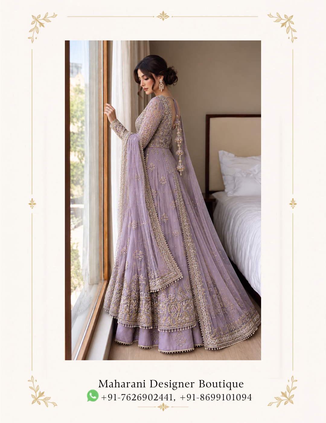 Maharani Lavender Blossom Embroidered Anarkali Suit Embrace graceful elegance with the Maharani Lavender Blossom Embroidered Anarkali Suit, Lavender Embroidered Anarkali Suit with Dupatta, Maharani Designer Boutique, a sophisticated ensemble crafted in a soft lavender hue with delicate all-over embellishment. Perfect for weddings, receptions, festive celebrations, engagement ceremonies, mehndi functions and elegant evening occasions, this designer Anarkali blends timeless Indian craftsmanship with contemporary sophistication. Brand: Maharani Designer Boutique Category: Designer Anarkali Suit Colour: Lavender Work: Floral Embroidery & Embellishment Occasion: Wedding, Festive & Party Wear Peach Blossom Embroidered Sharara Suit, Lavender Gold Embroidered Salwar Suit,Lavender Silver Embroidered Lehenga Choli,MDB 22624 ,Luxury Floral Embroidered Sharara Suit ,Royal Blue Floral Embroidered Punjabi Salwar Suit