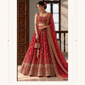 Maharani Crimson Heritage Embroidered Bridal Lehenga Make a statement on your special occasions with the Maharani Crimson Heritage Embroidered Bridal Lehenga, Red Designer Bridal Lehenga with Heavy Embroidered Blouse & Dupattaa , maharani designer boutique jalandhar regal red ensemble crafted for timeless Indian celebrations. Perfect for bridal celebrations, wedding ceremonies, receptions, engagement functions, sangeet evenings and festive occasions, this designer lehenga brings together traditional craftsmanship and contemporary bridal styling. Brand: Maharani Designer Boutique Category: Designer Bridal Lehenga Colour: Crimson Red Work: Embroidery & Heavy Border Work Occasion: Bridal, Wedding, Reception & Festive Wear