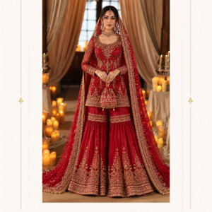 Maharani Crimson Royal Embroidered Sharara Suit Make a regal statement with the Maharani Crimson Royal Embroidered Sharara Suit, Crimson Red Designer Sharara Suit with Heavy Gold Embroidery , Maharani Designer Boutique Jalandhar, a luxurious traditional ensemble crafted in a rich crimson-red shade with intricate golden detailing. Perfect for weddings, mehendi ceremonies, sangeet functions, festive celebrations, receptions and traditional occasions, this designer sharara suit blends classic Indian craftsmanship with a sophisticated royal aesthetic. Brand: Maharani Designer Boutique Category: Designer Sharara Suit Colour: Crimson Red & Gold Work: Heavy Embroidery & Embellishment Occasion: Wedding, Mehendi, Sangeet, Reception & Festive Wear Maharani Royal Crimson Bridal Lehenga,Maharani Crimson Royal Embroidered Bridal Lehenga,Maharani Crimson Royal Bridal Lehenga Choli,Maharani Crimson Heritage Bridal Lehenga,Maharani Black Crimson Heritage Printed Saree