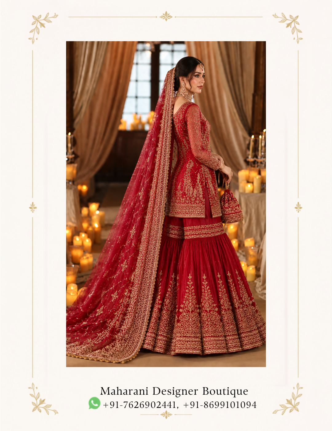 Maharani Crimson Royal Embroidered Sharara Suit Make a regal statement with the Maharani Crimson Royal Embroidered Sharara Suit, Crimson Red Designer Sharara Suit with Heavy Gold Embroidery , Maharani Designer Boutique Jalandhar, a luxurious traditional ensemble crafted in a rich crimson-red shade with intricate golden detailing. Perfect for weddings, mehendi ceremonies, sangeet functions, festive celebrations, receptions and traditional occasions, this designer sharara suit blends classic Indian craftsmanship with a sophisticated royal aesthetic. Brand: Maharani Designer Boutique Category: Designer Sharara Suit Colour: Crimson Red & Gold Work: Heavy Embroidery & Embellishment Occasion: Wedding, Mehendi, Sangeet, Reception & Festive Wear Maharani Royal Crimson Bridal Lehenga,Maharani Crimson Royal Embroidered Bridal Lehenga,Maharani Crimson Royal Bridal Lehenga Choli,Maharani Crimson Heritage Bridal Lehenga,Maharani Black Crimson Heritage Printed Saree