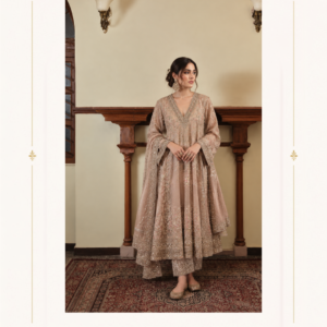 Maharani Champagne Beige Embroidered Anarkali Suit
