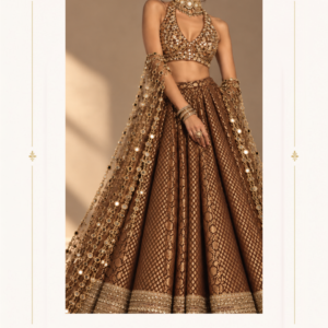 Maharani Chocolate Brown Royal Embroidered Lehenga Make a luxurious statement with the Maharani Chocolate Brown Royal Embroidered Lehenga, Chocolate Brown Designer Lehenga with Gold Embroidery & Sequin Dupatta , Maharani Designer Boutique Jalandhar, an elegant bridal and festive ensemble designed with rich traditional detailing. The deep chocolate brown colour creates a sophisticated base for the intricate gold embroidery and shimmering embellishments. Brand: Maharani Designer Boutique Category: Designer Lehenga Colour: Chocolate Brown Work: Gold Embroidery & Sequin Detailing Style: Royal Designer Lehenga Occasion: Wedding, Bridal & Festive Wear MDB – 10865 ,Royal Teal Hand Embroidered Kurta Palazzo Suit,MDB 023647,MDB 026922 ,Maharani Black & Gold Royal Embroidered Sharara Suit