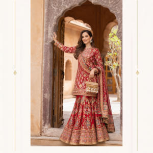 Maharani Crimson Heritage Embroidered Sharara Suit Step into timeless elegance with the Maharani Crimson Heritage Embroidered Sharara Suit, Crimson Red Embroidered Sharara Suit with Designer Dupatta , Maharani Designer Boutique, a luxurious ensemble featuring a rich crimson red base adorned with intricate multicolour and golden embroidery. Perfect for weddings, mehndi ceremonies, festive celebrations, sangeet functions, family gatherings and party wear, this designer sharara suit brings together traditional craftsmanship and a luxurious contemporary silhouette. Brand: Maharani Designer Boutique Category: Sharara Suit Colour: Crimson Red with Multicolour & Gold Detailing Work: Embroidery, Traditional Motifs & Embellishment Occasion: Wedding, Mehndi, Sangeet, Festive & Party Wear Maharani Crimson Heritage Bridal Lehenga, Maharani Black Crimson Heritage Printed Saree, Maharani Royal Crimson Bridal Lehenga, Maharani Crimson Royal Bridal Lehenga Choli, Maharani Crimson Royal Embroidered Bridal Lehenga,