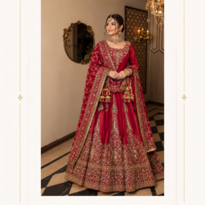 Maharani Crimson Royal Embroidered Anarkali Suit Make a statement at your next celebration with the Maharani Crimson Royal Embroidered Anarkali Suit, Crimson Red Royal Embroidered Anarkali Suit with Dupatta, Maharani Designer Boutique Jalandhar, designed in a rich crimson red shade with luxurious golden embroidery. The flowing Anarkali silhouette features an intricately embroidered neckline and bodice, complemented by elegant vertical motifs that enhance the graceful flare. The hemline is richly decorated with traditional floral and paisley-inspired embroidery, creating a regal finish. Brand: Maharani Designer Boutique Category: Anarkali Suit Colour: Crimson Red & Gold Work: Heavy Embroidery & Embellishment Occasion: Wedding, Reception, Sangeet & Festive Wear Maharani Crimson Royal Embroidered Bridal Lehenga, Maharani Crimson Royal Bridal Lehenga Choli, Maharani Crimson Royal Embroidered Bridal Lehenga Choli, Maharani Crimson Heritage Embroidered Sharara Suit, Maharani Royal Crimson Bridal Lehenga