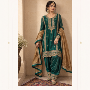 Maharani Emerald Heritage Embroidered Salwar Suit Make a statement at every celebration with the Maharani Emerald Heritage Embroidered Salwar Suit, Emerald Green & Gold Embroidered Designer Salwar Suit with Dupatta , Maharani designer boutique jalandhar. This elegant ensemble features a rich emerald green base beautifully enhanced with intricate gold embroidery and traditional detailing. Perfect for weddings, festive celebrations, family functions, receptions, mehndi events and elegant evening occasions, this outfit combines traditional craftsmanship with a graceful contemporary silhouette. Brand: Maharani Designer Boutique Category: Designer Salwar Suit Colour: Emerald Green & Gold Work: Embroidery & Embellishment Occasion: Wedding, Festive & Party Wear Emerald Green Embroidered Anarkali Gown,Maharani Emerald Royal Embroidered Lehenga Choli,Emerald Green Floral Embroidered Anarkali Sharara Suit,Maharani Emerald Sage Royal Embroidered Lehenga Choli,Emerald Green & Deep Red Bridal Lehenga,Emerald Green & Deep Red Bridal Lehenga