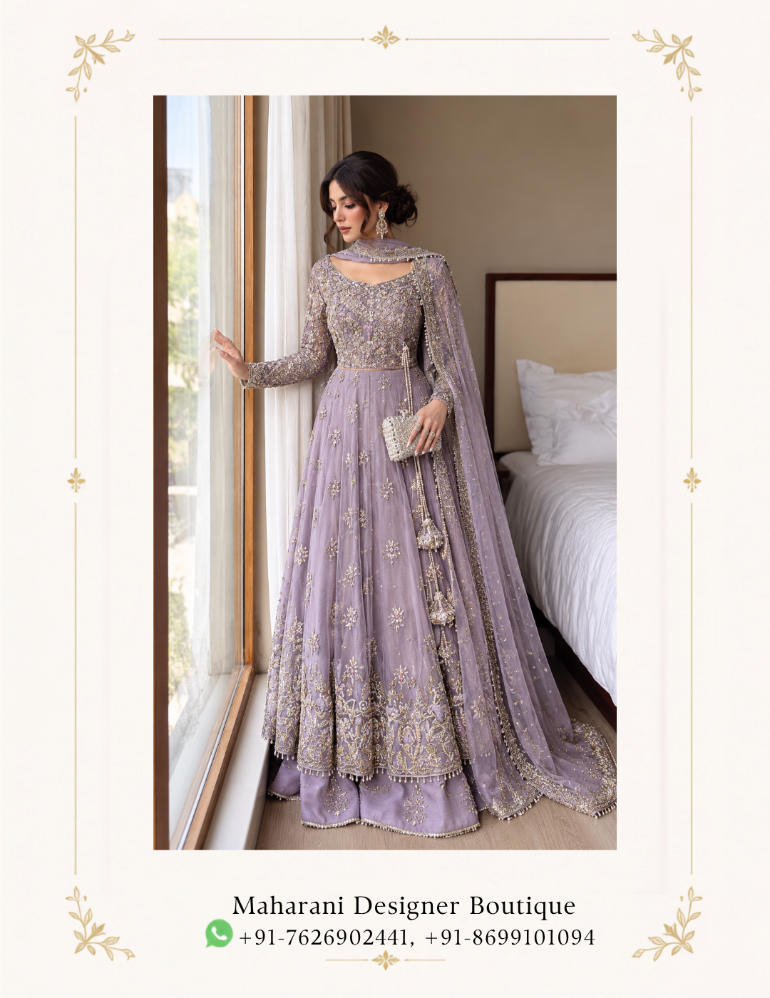 Maharani Lavender Blossom Embroidered Anarkali Suit Embrace graceful elegance with the Maharani Lavender Blossom Embroidered Anarkali Suit, Lavender Embroidered Anarkali Suit with Dupatta, Maharani Designer Boutique, a sophisticated ensemble crafted in a soft lavender hue with delicate all-over embellishment. Perfect for weddings, receptions, festive celebrations, engagement ceremonies, mehndi functions and elegant evening occasions, this designer Anarkali blends timeless Indian craftsmanship with contemporary sophistication. Brand: Maharani Designer Boutique Category: Designer Anarkali Suit Colour: Lavender Work: Floral Embroidery & Embellishment Occasion: Wedding, Festive & Party Wear Peach Blossom Embroidered Sharara Suit, Lavender Gold Embroidered Salwar Suit,Lavender Silver Embroidered Lehenga Choli,MDB 22624 ,Luxury Floral Embroidered Sharara Suit ,Royal Blue Floral Embroidered Punjabi Salwar Suit