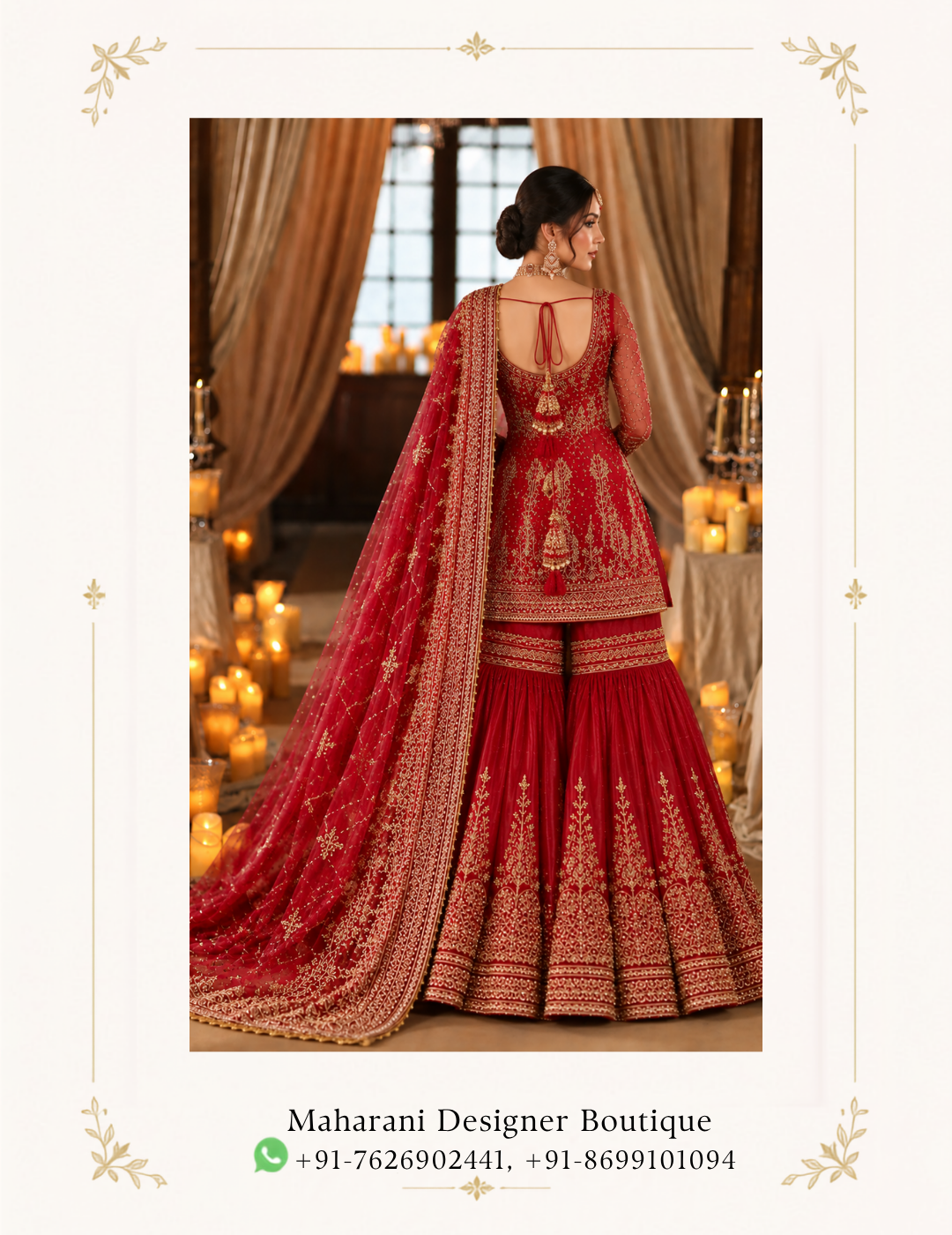 Maharani Crimson Royal Embroidered Sharara Suit Make a regal statement with the Maharani Crimson Royal Embroidered Sharara Suit, Crimson Red Designer Sharara Suit with Heavy Gold Embroidery , Maharani Designer Boutique Jalandhar, a luxurious traditional ensemble crafted in a rich crimson-red shade with intricate golden detailing. Perfect for weddings, mehendi ceremonies, sangeet functions, festive celebrations, receptions and traditional occasions, this designer sharara suit blends classic Indian craftsmanship with a sophisticated royal aesthetic. Brand: Maharani Designer Boutique Category: Designer Sharara Suit Colour: Crimson Red & Gold Work: Heavy Embroidery & Embellishment Occasion: Wedding, Mehendi, Sangeet, Reception & Festive Wear Maharani Royal Crimson Bridal Lehenga,Maharani Crimson Royal Embroidered Bridal Lehenga,Maharani Crimson Royal Bridal Lehenga Choli,Maharani Crimson Heritage Bridal Lehenga,Maharani Black Crimson Heritage Printed Saree