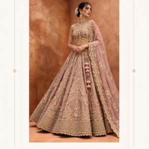 Maharani Blush Mauve Royal Embroidered Bridal Lehenga