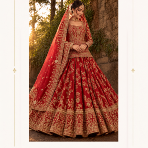 Maharani Crimson Royale Gold Embroidered Bridal Lehenga Make your special day unforgettable with the Maharani Crimson Royale Gold Embroidered Bridal Lehenga, a luxurious bridal ensemble that celebrates timeless Indian craftsmanship and royal elegance. Designed in a rich crimson red shade, this exquisite bridal lehenga features intricate golden embroidery throughout the blouse and voluminous flared skirt. The detailed floral motifs, ornate borders, and elaborate traditional patterns create a regal appearance, Pair it with traditional bridal jewellery, embellished footwear, and a classic bridal hairstyle to complete your wedding-day look. Discover exquisite bridal fashion at Maharani Designer Boutique, offering elegant ethnic wear with worldwide shipping for brides in India, Canada, the USA, the UK, Australia, and beyond. Sage Green Embroidered Designer Suit,Emerald Green Bridal Lehenga Choli,Maharani Magenta Sage Royale Embroidered Bridal Lehenga,Olive Royale Embroidered Salwar Suit,Maharani Crimson Red Embroidered Sharara Suit